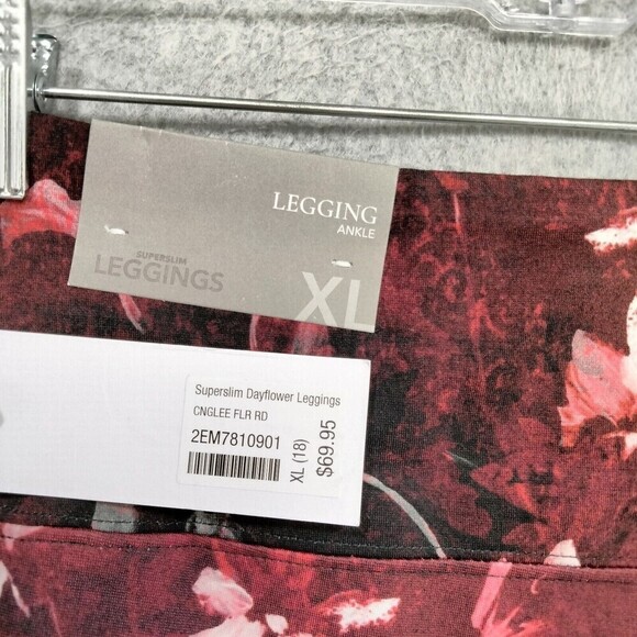 NEW! Soft Surroundings Ankle Leggings Wmns Sz XL Red Floral SuperSlim High Rise - Picture 10 of 14